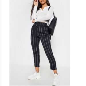 Black pin stripe casual pants